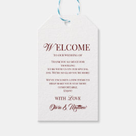Elegante bordeauxrood welkom huwelijks- cadeaulabel