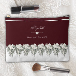Elegante bordeauxroze herfst bruiloft planner make etui