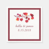 Elegante bordeauxroze herfst herfstbladeren papier servet (Voorkant)