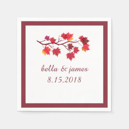 Elegante bordeauxroze herfst herfstbladeren papier servet