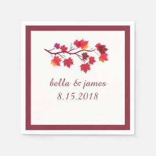 Elegante bordeauxroze herfst herfstbladeren papier servet