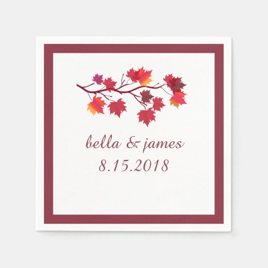 Elegante bordeauxroze herfst herfstbladeren papier servet (Voorkant)