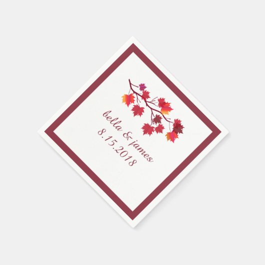 Elegante bordeauxroze herfst herfstbladeren papier servet (Hoek)