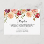 Elegante bordeauxroze perzik bloemengalerij avondr informatiekaartje (Voorkant)