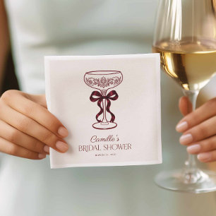 Elegante bordeauxroze strik bruiloft cocktail servet