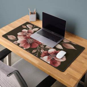 Elegante bordeauxroze watercolor bloemenboeket bureaumat