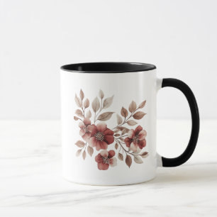 Elegante bordeauxroze watercolor bloemenboeket mok