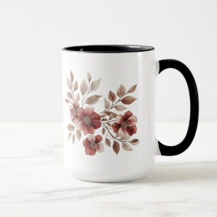 Elegante bordeauxroze watercolor bloemenboeket mok