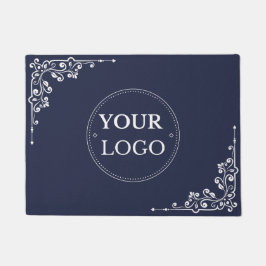 Elegante Border Business Logo Modern Blue Promo Deurmat