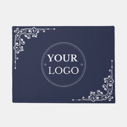 Elegante Border Business Logo Modern Blue Promo Deurmat (Voorkant)