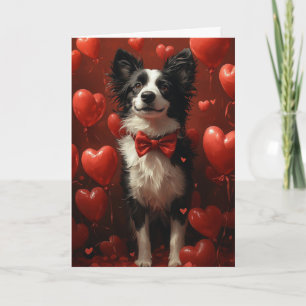 Elegante Border Collie Valentijnsdag Harten Kaart