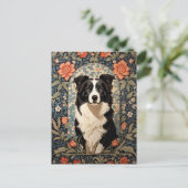 Elegante Border Collie William Morris Geïnspireerd Briefkaart (Staand voorkant)