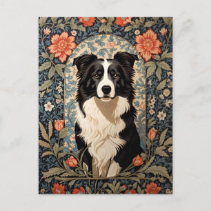 Elegante Border Collie William Morris Geïnspireerd Briefkaart