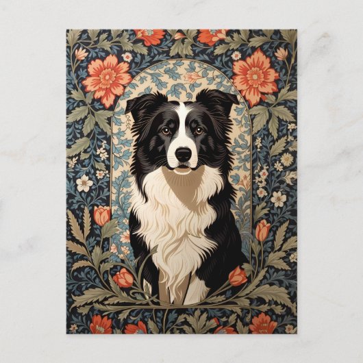 Elegante Border Collie William Morris Geïnspireerd Briefkaart (Voorkant)