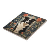 Elegante Border Collie William Morris Geïnspireerd Tegeltje (Zijkant)