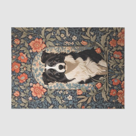 Elegante Border Collie William Morris Geïnspireerd Tissuepapier (Voorkant)
