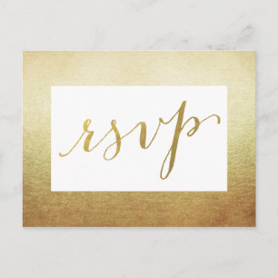 Elegante Border Faux Gold Foil Wedding RSVP Uitnodiging Briefkaart