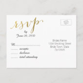 Elegante Border Faux Gold Foil Wedding RSVP Uitnodiging Briefkaart (Achterkant)