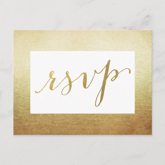 Elegante Border Faux Gold Foil Wedding RSVP Uitnodiging Briefkaart (Voorkant)