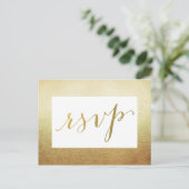 Elegante Border Faux Gold Foil Wedding RSVP Uitnodiging Briefkaart (Staand voorkant)