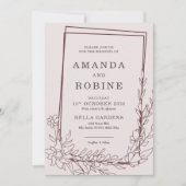 Elegante Border Flower Moderne bruiloft Kaart (Voorkant)