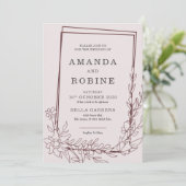 Elegante Border Flower Moderne bruiloft Kaart (Staand voorkant)