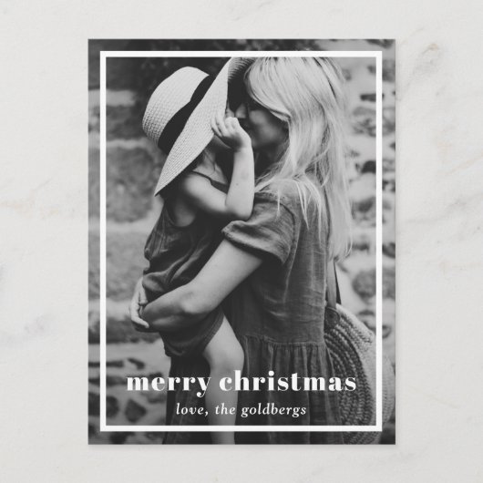 Elegante border foto moderne kerst feestdagenkaart (Voorkant)