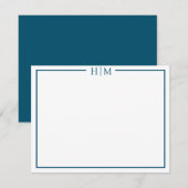 Elegante border monogrammed minimalist notitiekaartje (Voorkant / Achterkant)