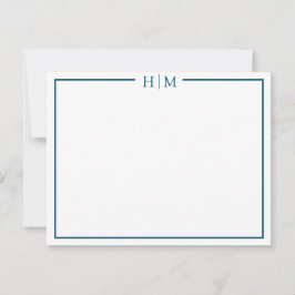 Elegante border monogrammed minimalist notitiekaartje