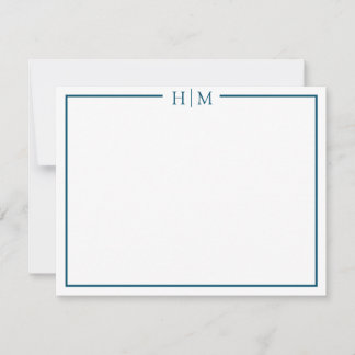 Elegante border monogrammed minimalist notitiekaartje