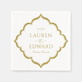 Elegante Border Wedding Cocktail servetten (Goud)