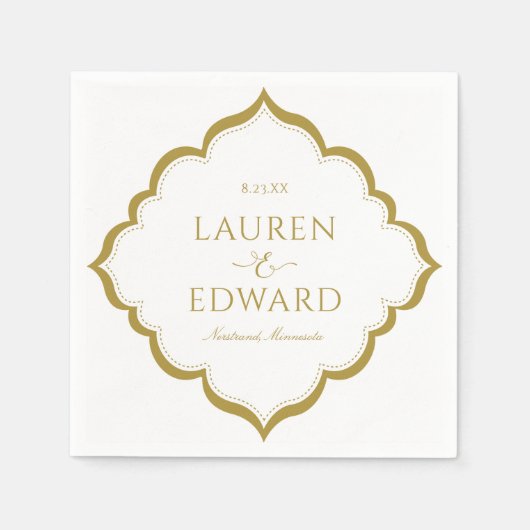 Elegante Border Wedding Cocktail servetten (Goud) (Voorkant)