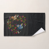 Elegante borduurstijl patroon bloemen vlinder bad handdoek (Handdoek)