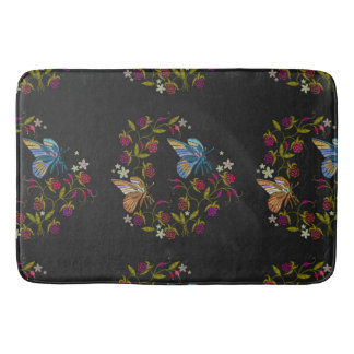 Elegante borduurstijl patroon bloemen vlinder badmat