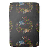 Elegante borduurstijl patroon bloemen vlinder badmat (Voorkant Verticaal)