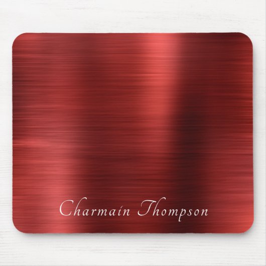 Elegante borstel Metallic Ruby Rood Muismat (Voorkant)