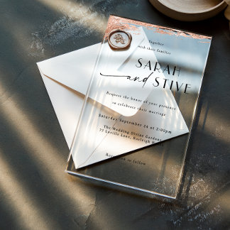 Elegante borstel Roos Gold bruiloft Acryl Uitnodigingen