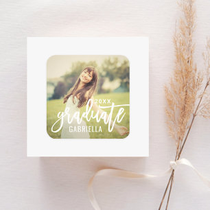 Elegante Borstel Schrift Afstudeerfoto Vierkante Sticker