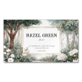 Elegante Bos Botanische Gouden Lijst Waterverfschi Magnetisch Visitekaartje
