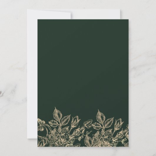 Elegante bos groen goud luxe bloemenbruiloft kaart (Achterkant)