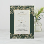 Elegante bos groen goud luxe bloemenbruiloft kaart (Staand voorkant)