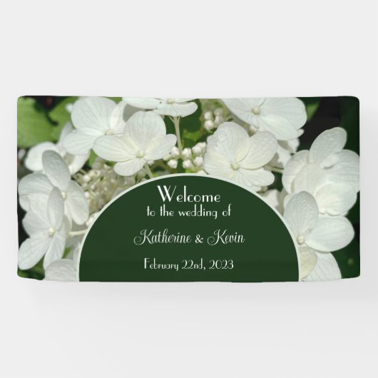 Elegante Bos Groene Botanische Bruiloft Spandoek (Horizontaal)