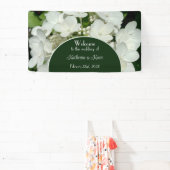 Elegante Bos Groene Botanische Bruiloft Spandoek (Insitu)