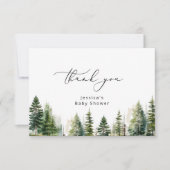 Elegante bos pijnbomen baby shower dank u kaart (Voorkant)