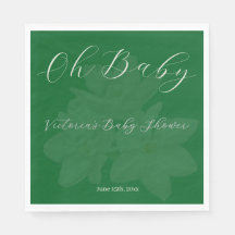 Elegante bos & saliegroene "Oh Baby" naam Shower 