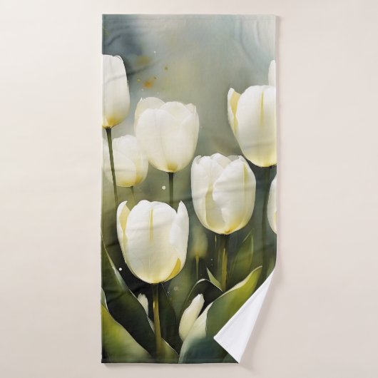 Elegante bos witte tulpen in een serene tuin bad handdoek (Badhanddoek)