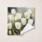 Elegante bos witte tulpen in een serene tuin bad handdoek (Wasdoekje)