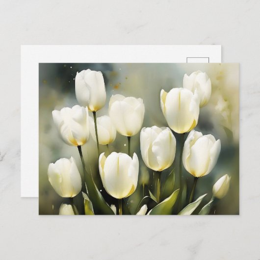 Elegante bos witte tulpen in een serene tuin briefkaart (Voorkant / Achterkant)