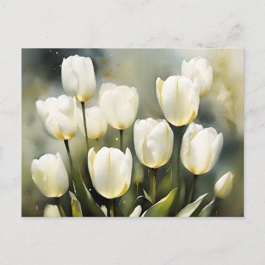 Elegante bos witte tulpen in een serene tuin briefkaart (Voorkant)