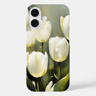 Elegante bos witte tulpen in een serene tuin iPhone 16 hoesje